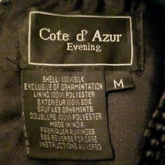 Cote d Azur Black Beaded Silk Short Sleeve Top; Size Medium - Picture 6 of 7